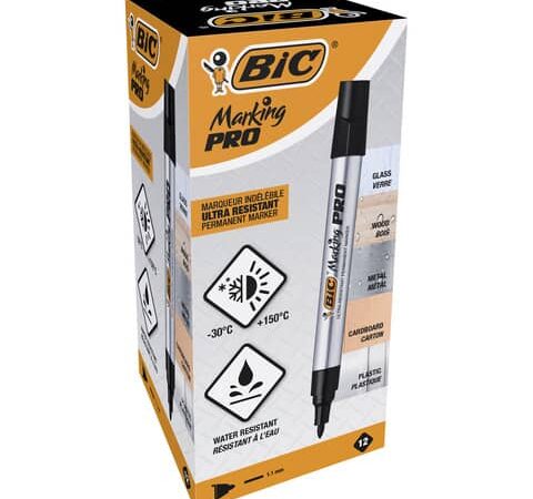 Bic metal marker tank permanent marker ink black bt012s box 12
