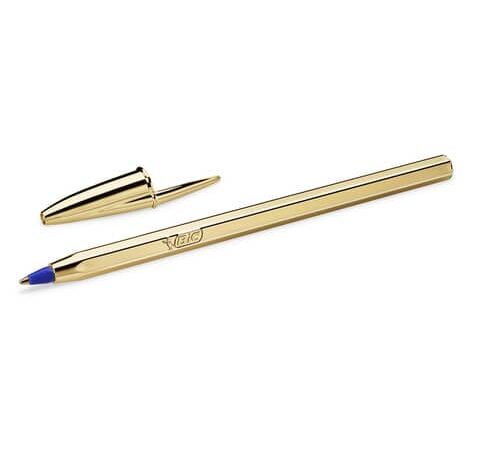Bic celebrate (celebration) ink blue body gold ballpoint pen