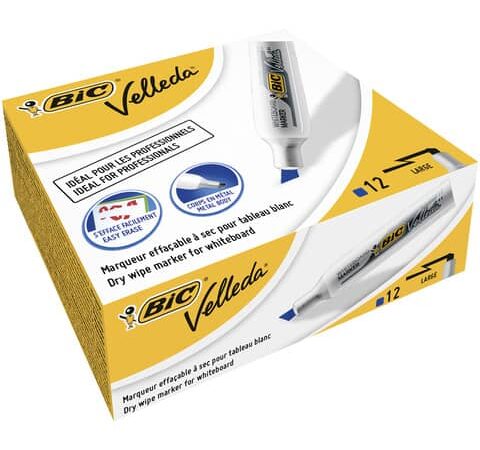 Bic velleda 1781 velleda metal chisel whiteboard marker ink blue