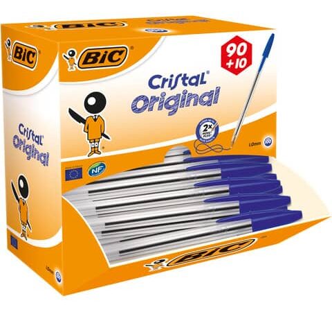 Bic cristal medium ballpoint pen ink blue vpack value pack