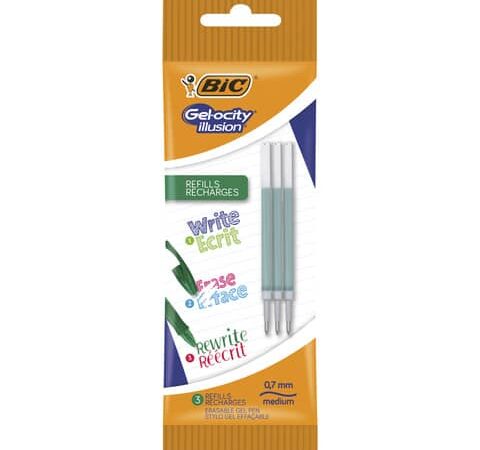 Bic refil clic gel eras 07 classic gel pen refills ink green po0