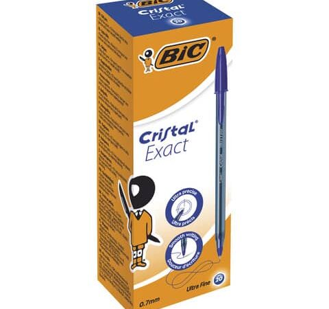 Bic cristal needle 0.7 ballpoint pen ink blue bt020s box 20 bc