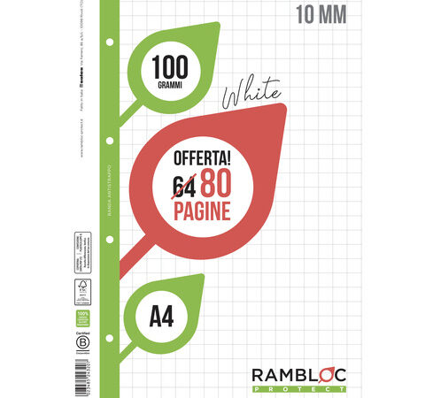 133636 8023485 243207 ricambio white 80pag a4 10mm banda